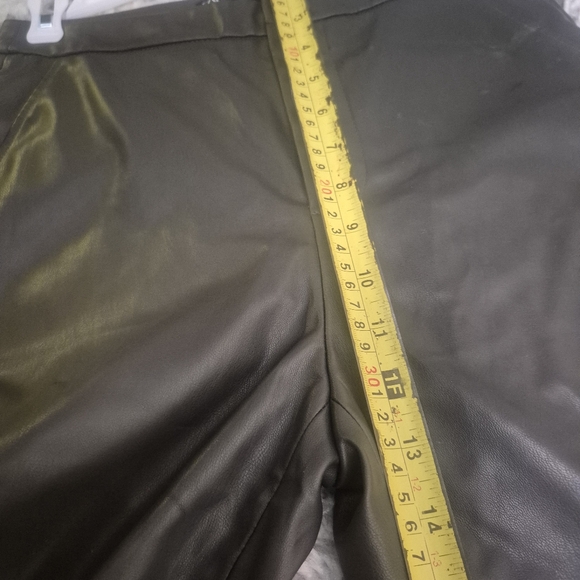 Zara Women Small Forest Green Faux Leather Leggings Skinny Pants Hi-Rise - Picture 9 of 10